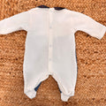Retro tutina neonato in ciniglia bianca con chiusura a bottoncini
