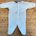 Tutina neonato in ciniglia panna con orsetto tridimensionale e colletto tartan