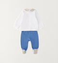 Retro tutina neonato in cotone con apertura posteriore e pantalone con piedini