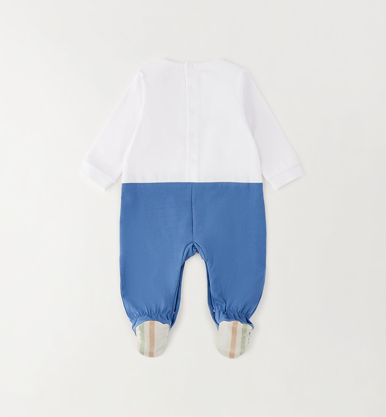 Retro tutina neonato cotone con apertura posteriore e piedini coperti