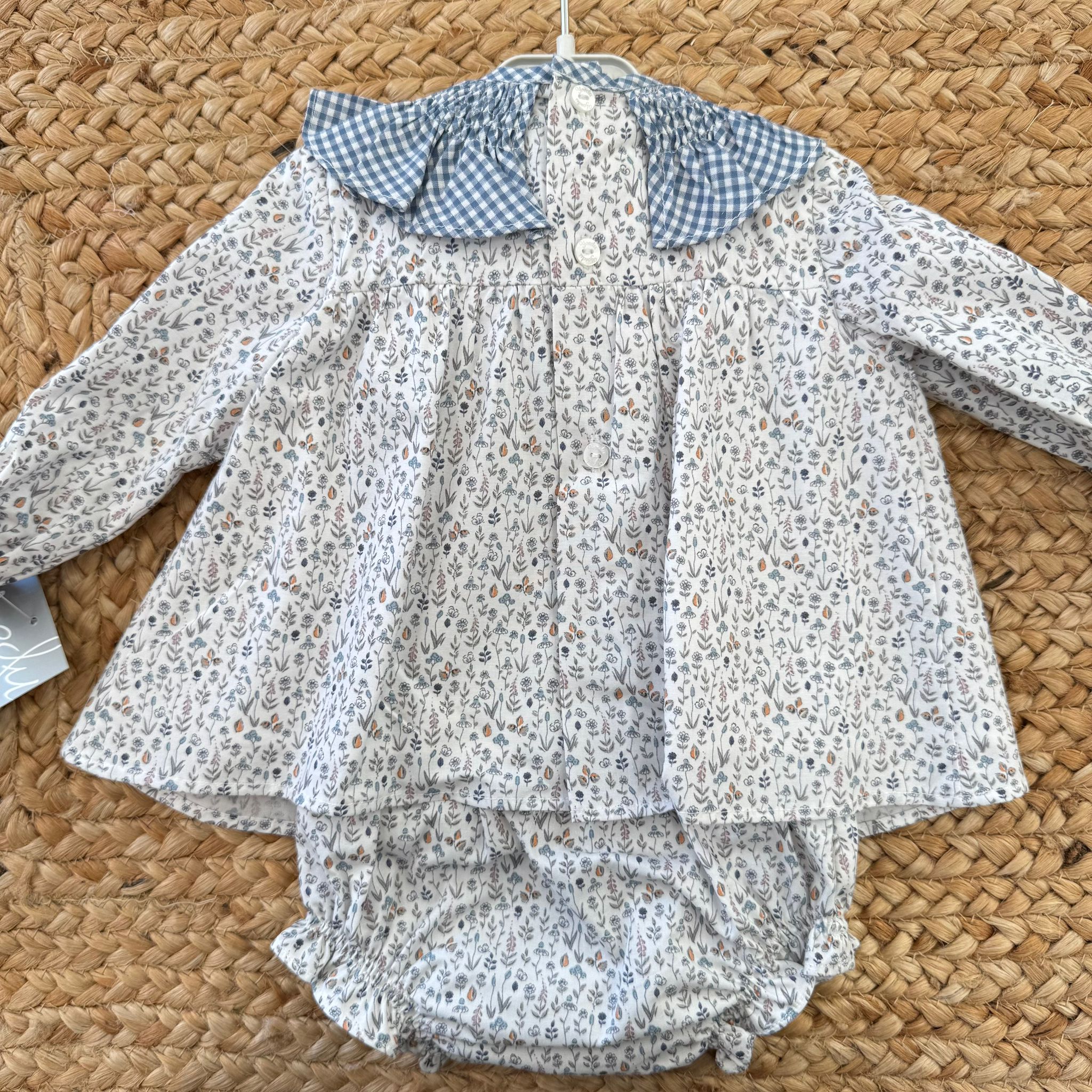 retro abito floreale con colletto azzurro polvere