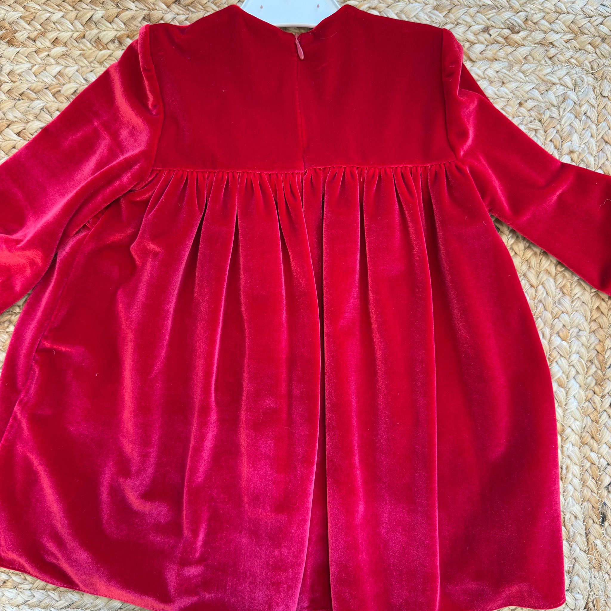 retro abito velluto rosso natalizio bambina