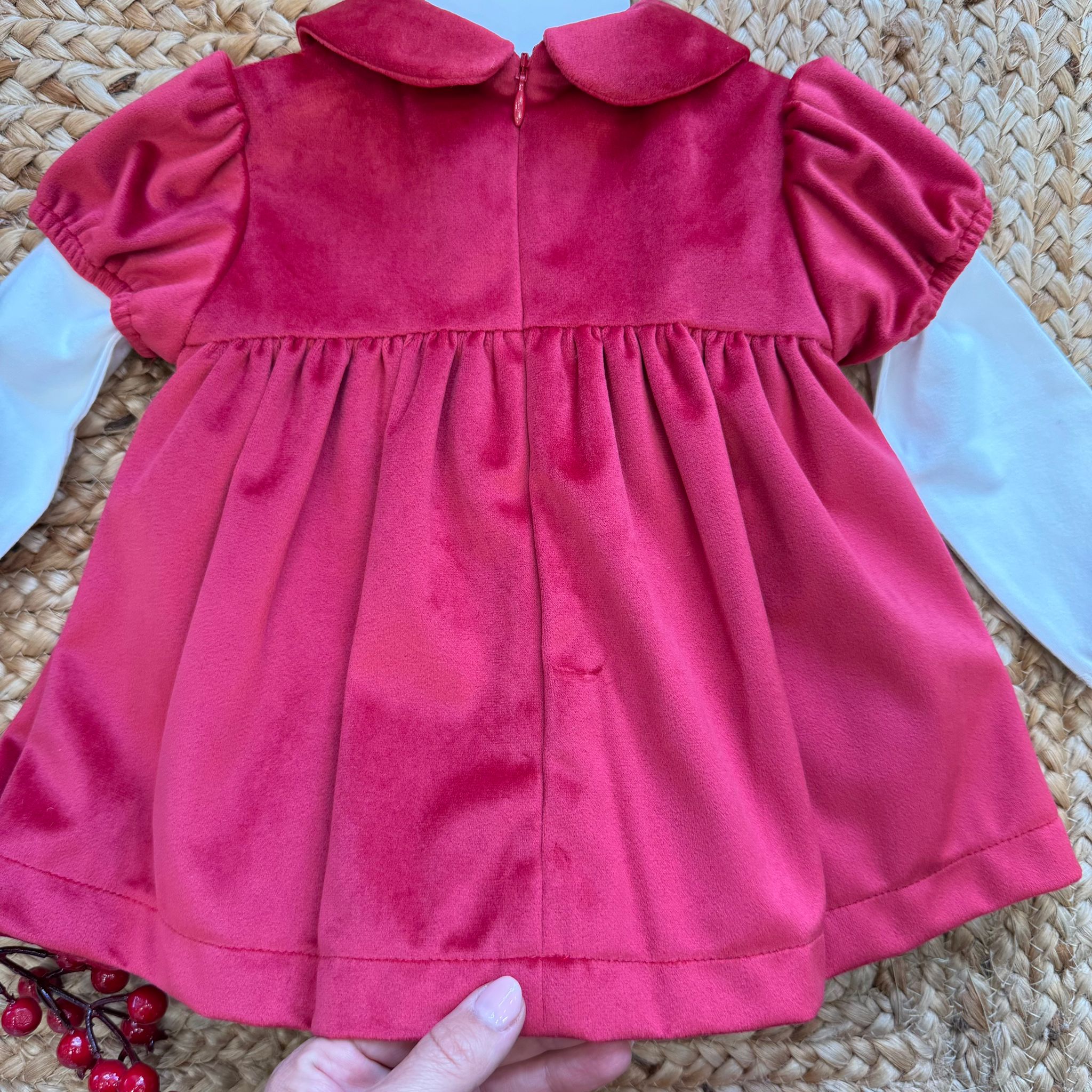 retro abito velluto rosso natalizio bambina