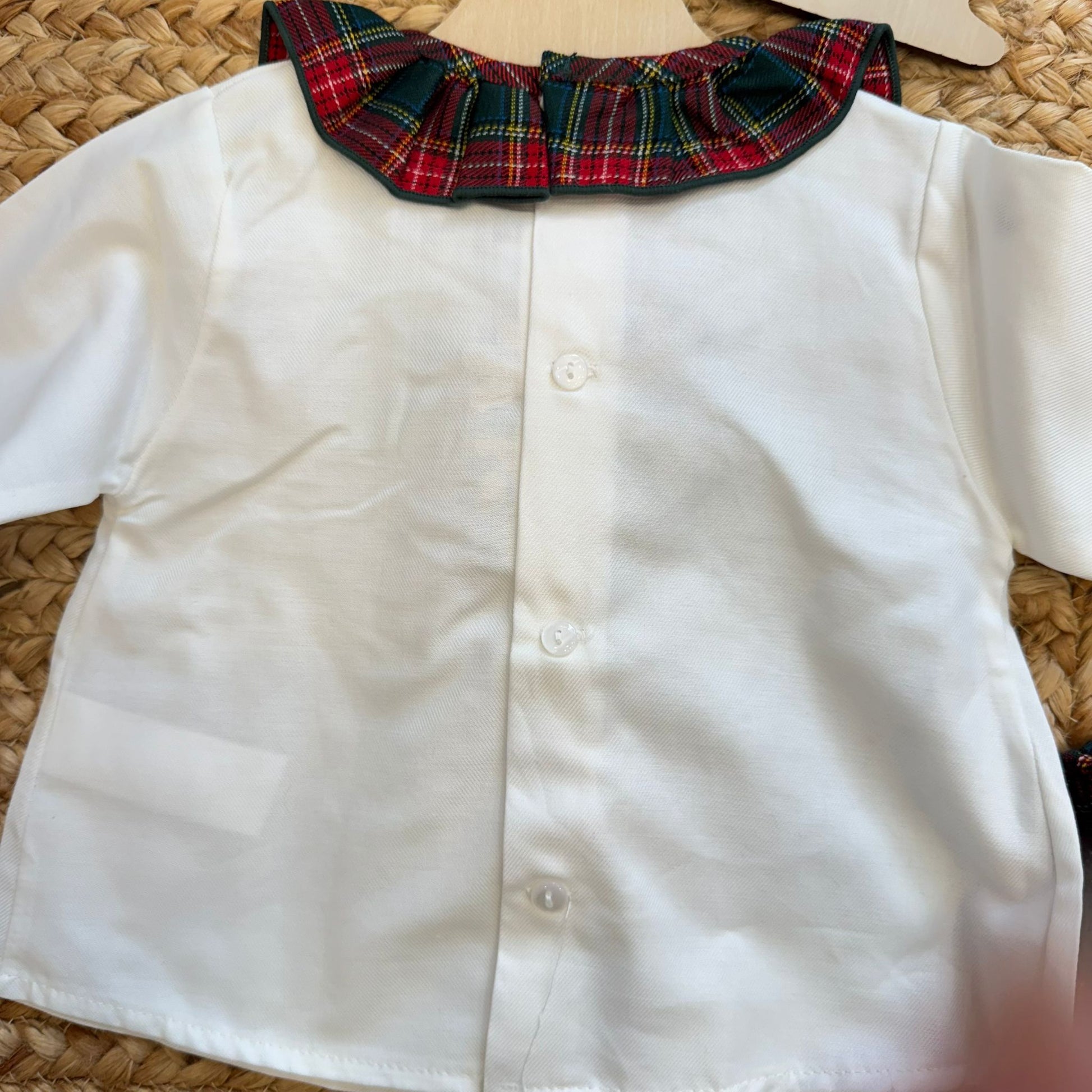 retro blusa bianca con bottoni completo natale