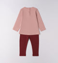 retro completo bambina con maglia e leggings bordeaux