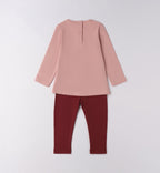 retro completo bambina con maglia e leggings bordeaux