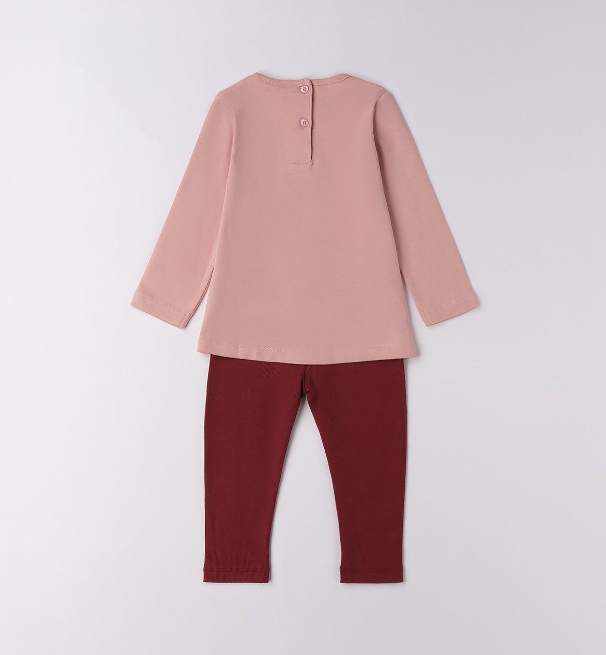 retro completo bambina con maglia e leggings bordeaux