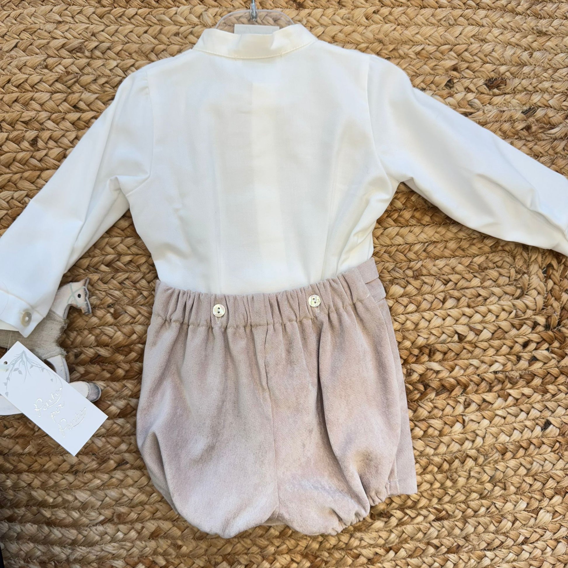 retro completo battesimo neonato velluto sabbia