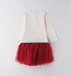 retro completo natale bambina maglia panna e gonnellina tulle