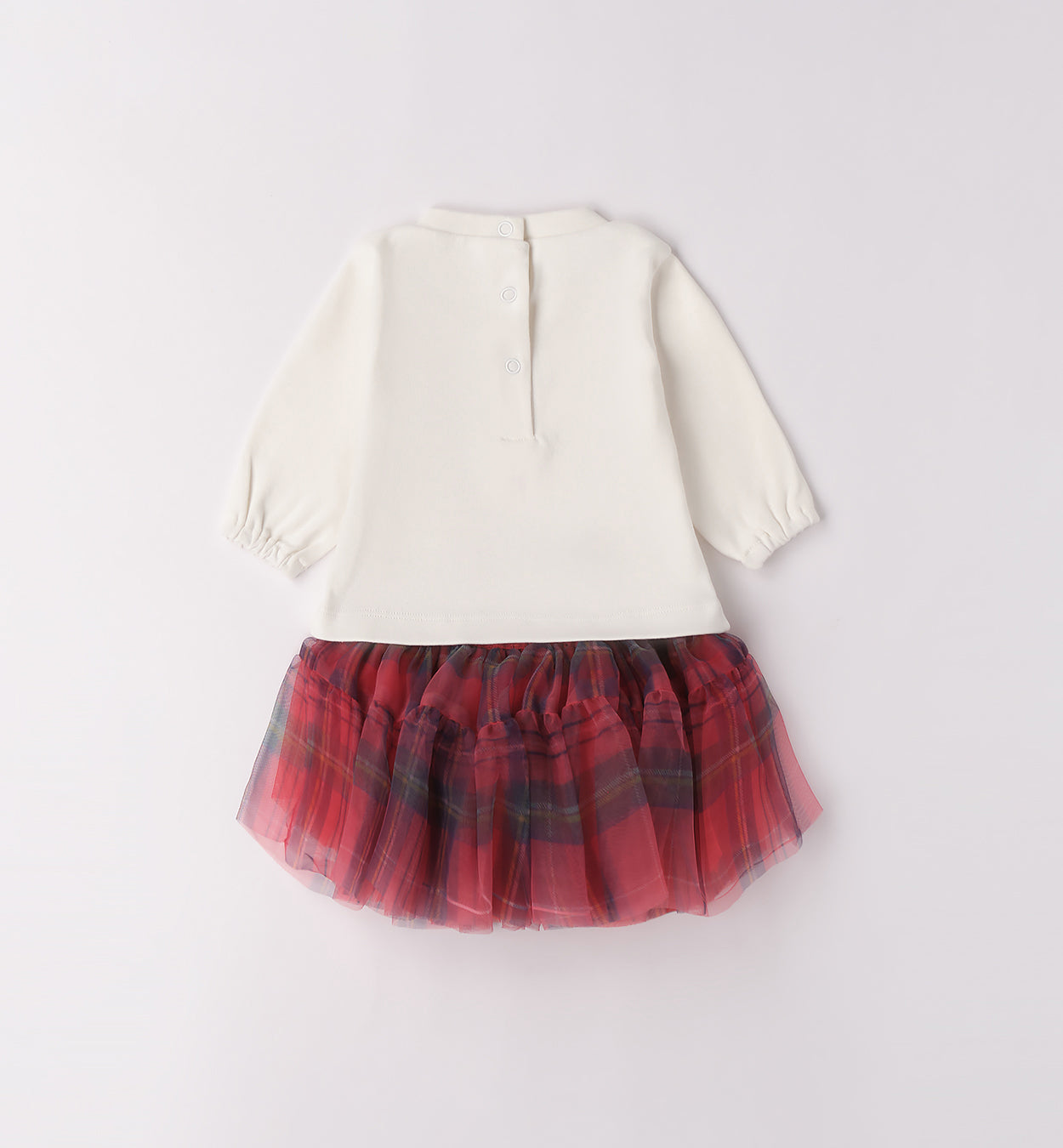 retro completo natalizio bambina con maglia panna e gonnellina rossa