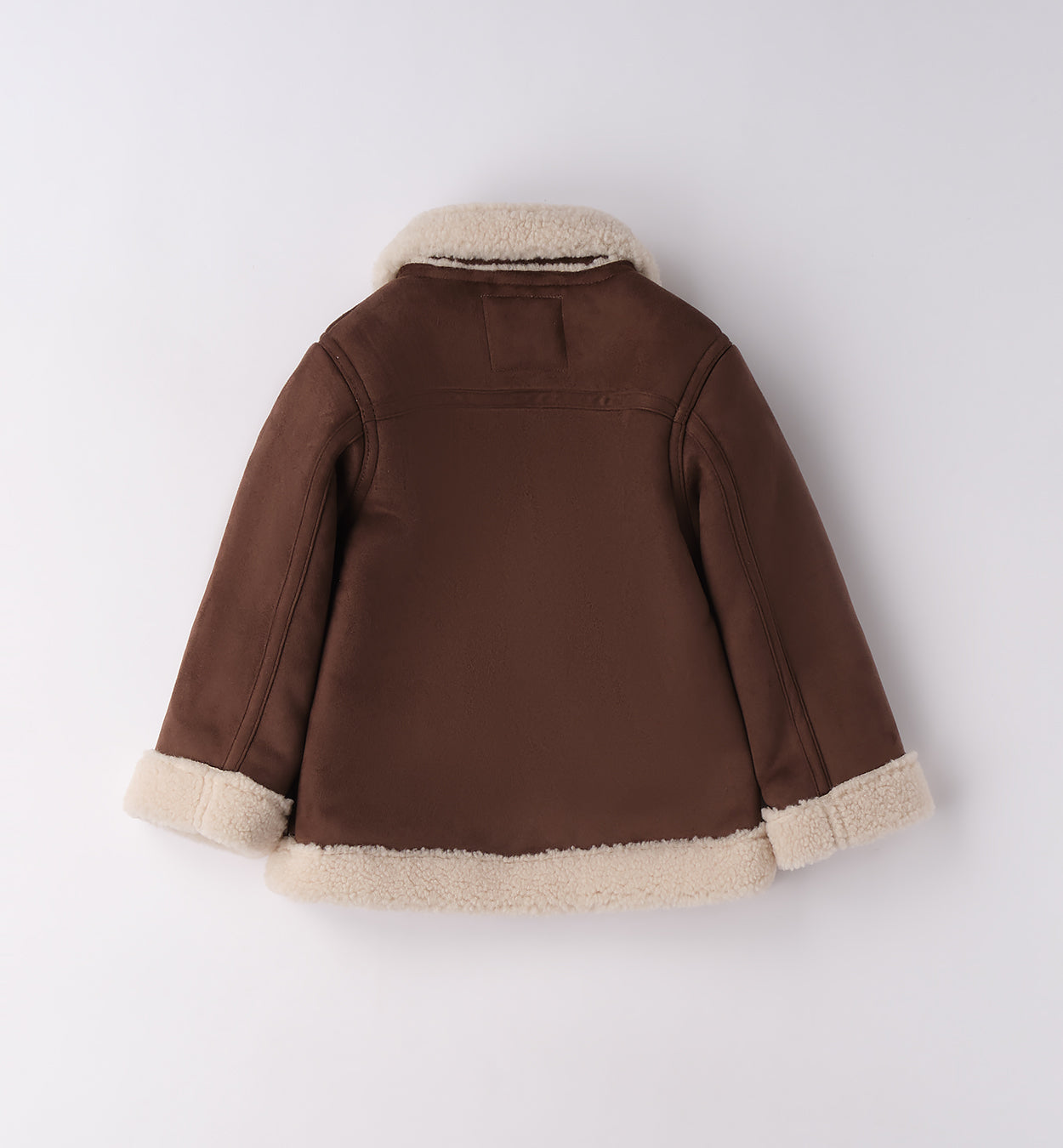 retro giubbotto bambino marrone con bordi in pelliccia