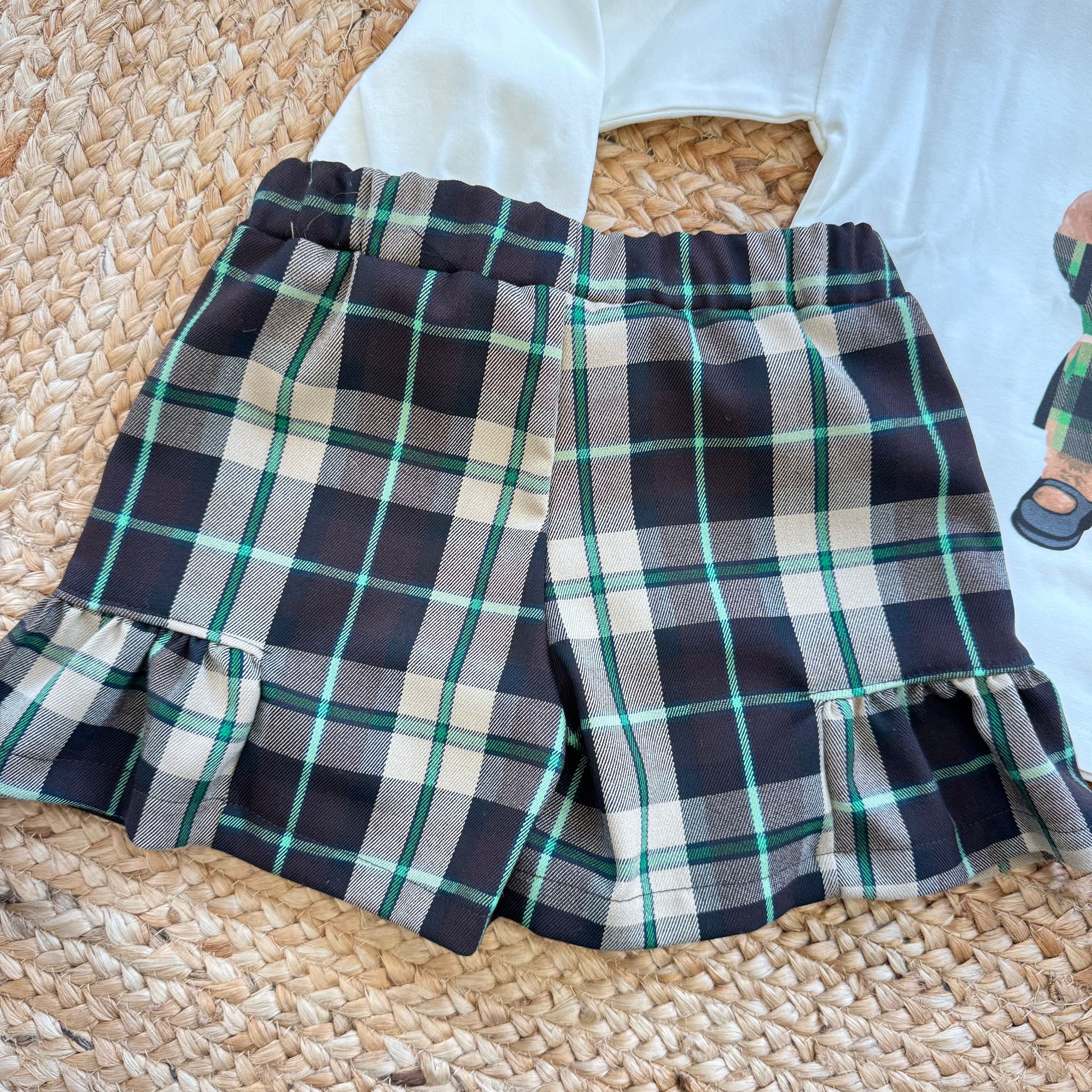 retro gonna pantalone scozzese bambina