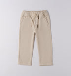 pantaloni bambino beige con coulisse ed elastico in vita