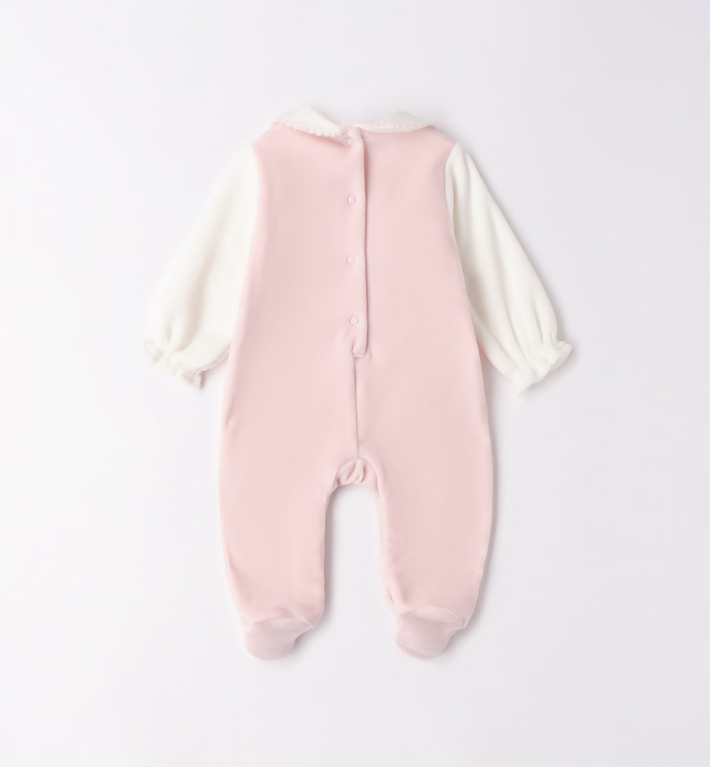 retro tutina ciniglia neonata rosa con gattino