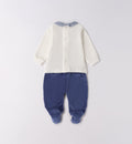 retro tutina ciniglia neonato con pantalone blu navy
