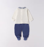 retro tutina ciniglia neonato con pantalone blu navy
