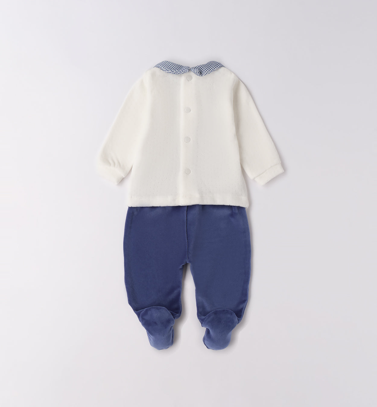 retro tutina ciniglia neonato con pantalone blu navy