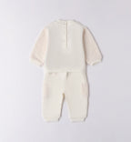retro tutina neonata in caldo cotone panna con pantalone coordinato