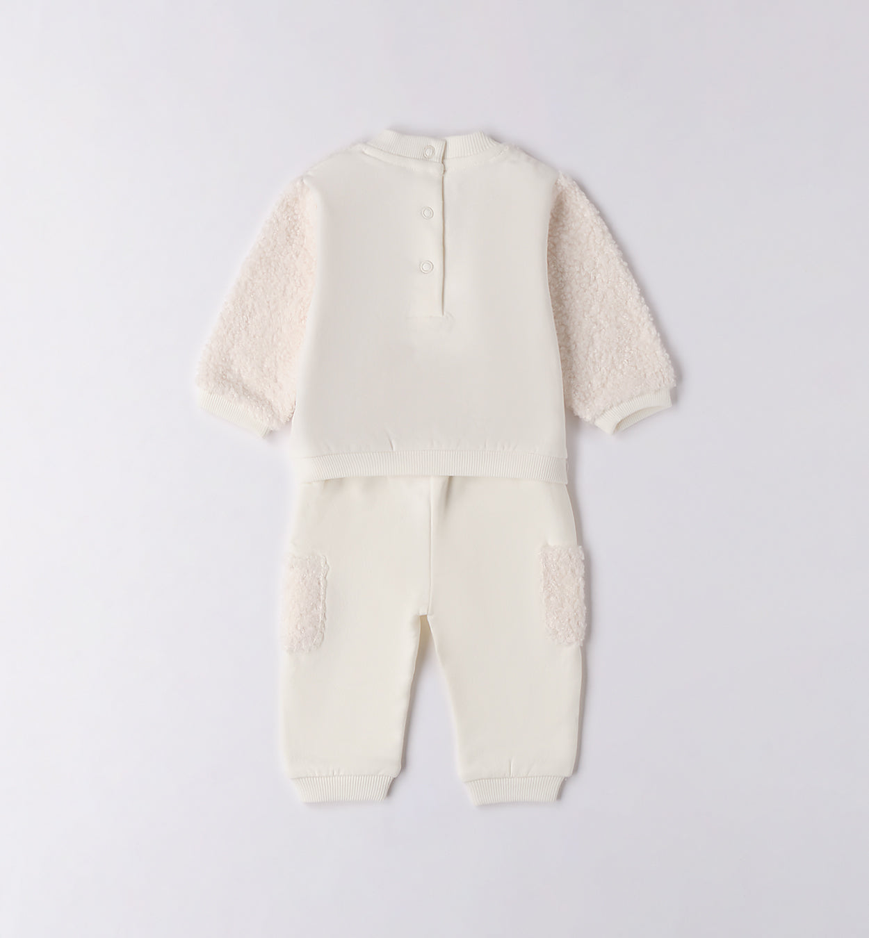 retro tutina neonata in caldo cotone panna con pantalone coordinato