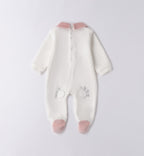 retro tutina neonata panna con impronte ricamate