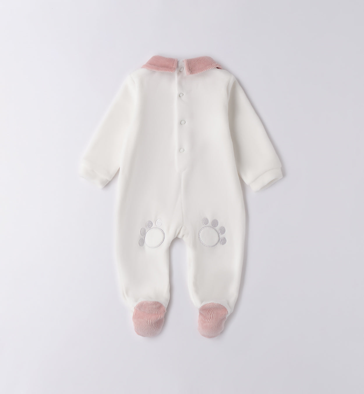 retro tutina neonata panna con impronte ricamate