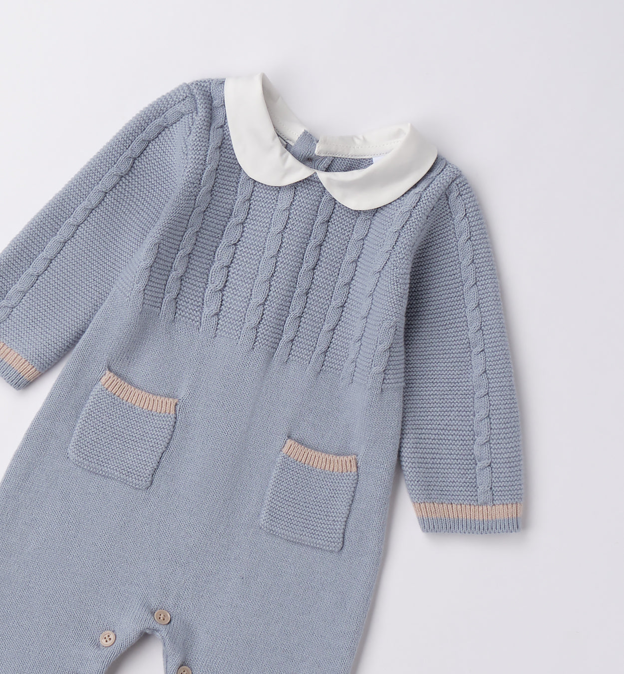 retro tutina neonato azzurra con bottoni