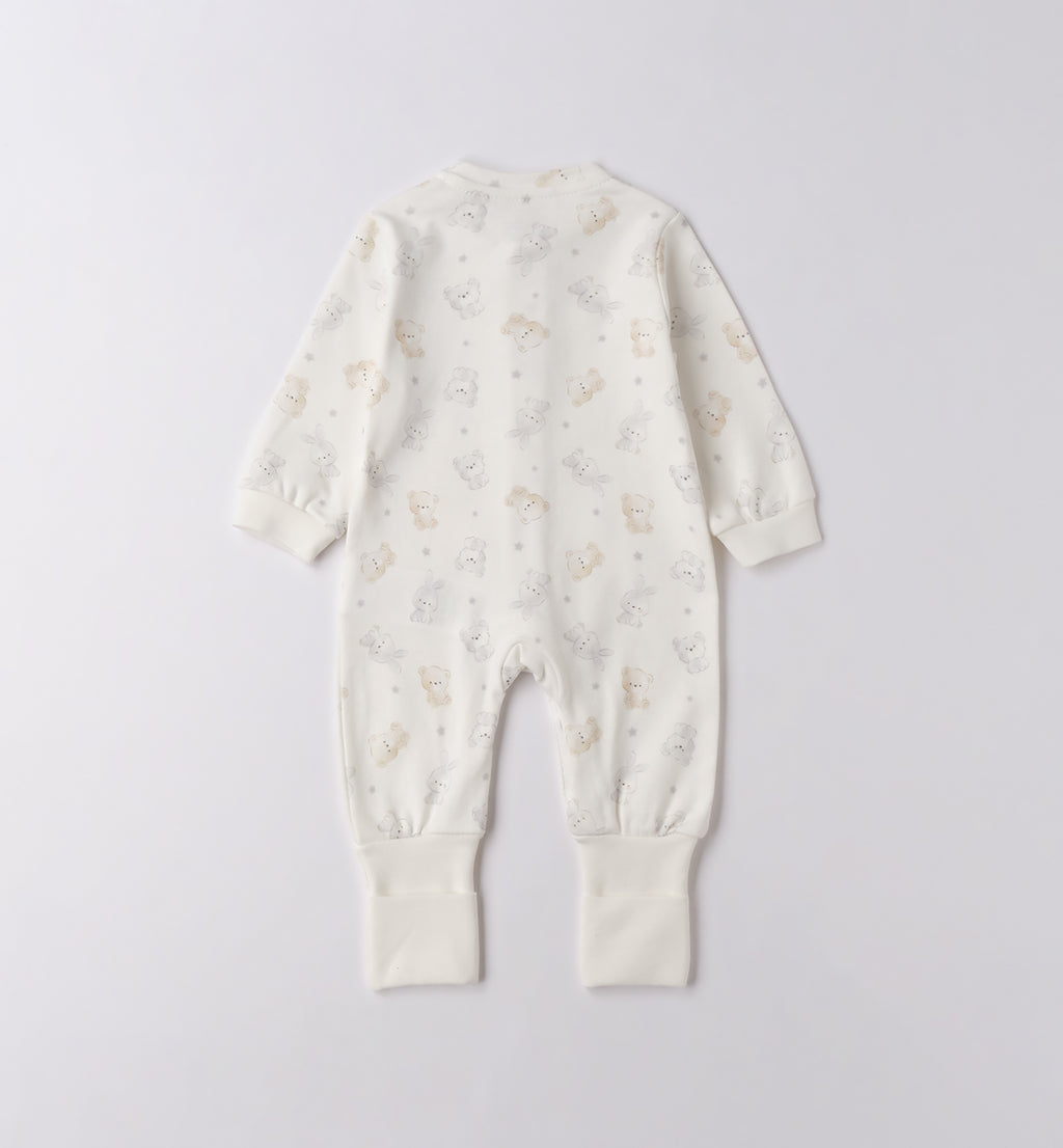 retro tutina neonato caldo cotone panna con stampa animaletti