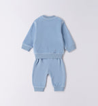 retro tutina neonato in caldo cotone azzurro con pantalone coordinato