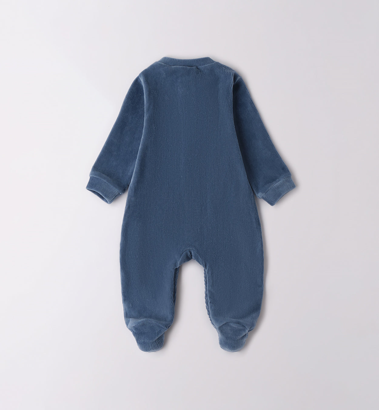 retro tutina neonato in ciniglia blu