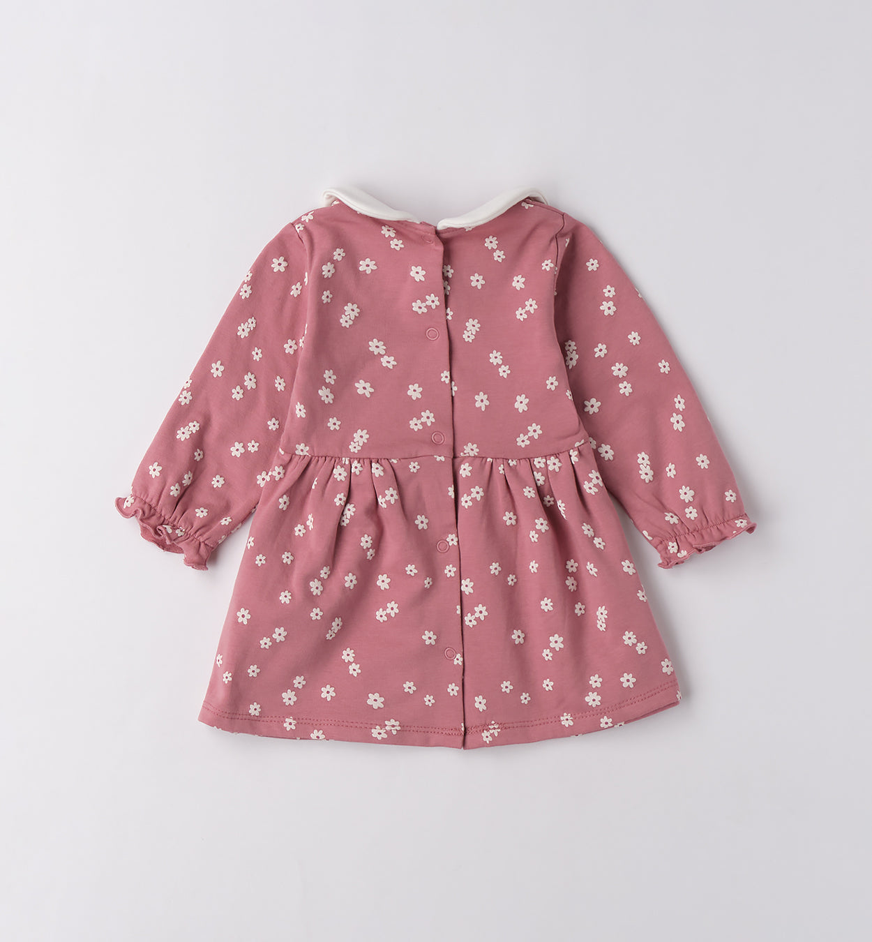 retro vestitino neonata in caldo cotone rosa con apertura a bottoncini