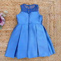 retro vestito cerimonia bambina blu royal con zip e bottone