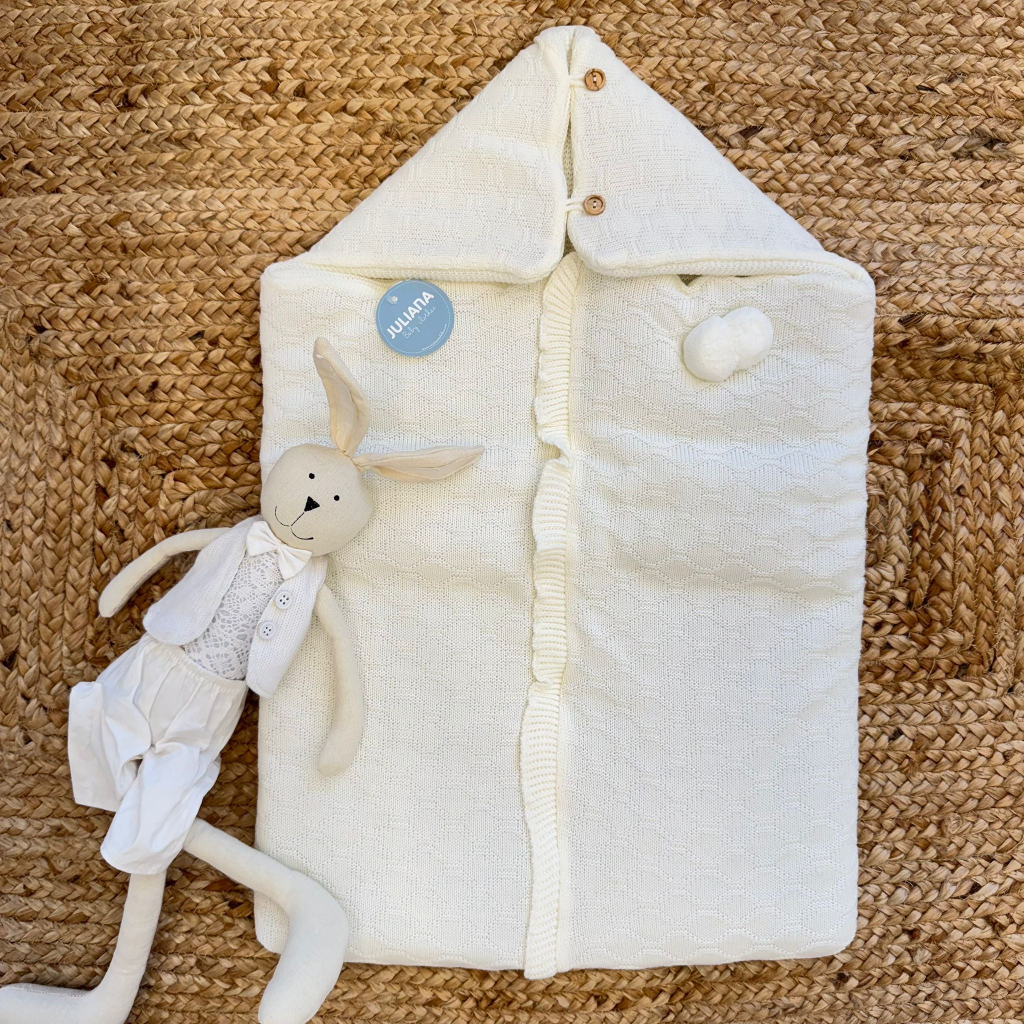 sacco nascita neonato misto lana panna su tappeto