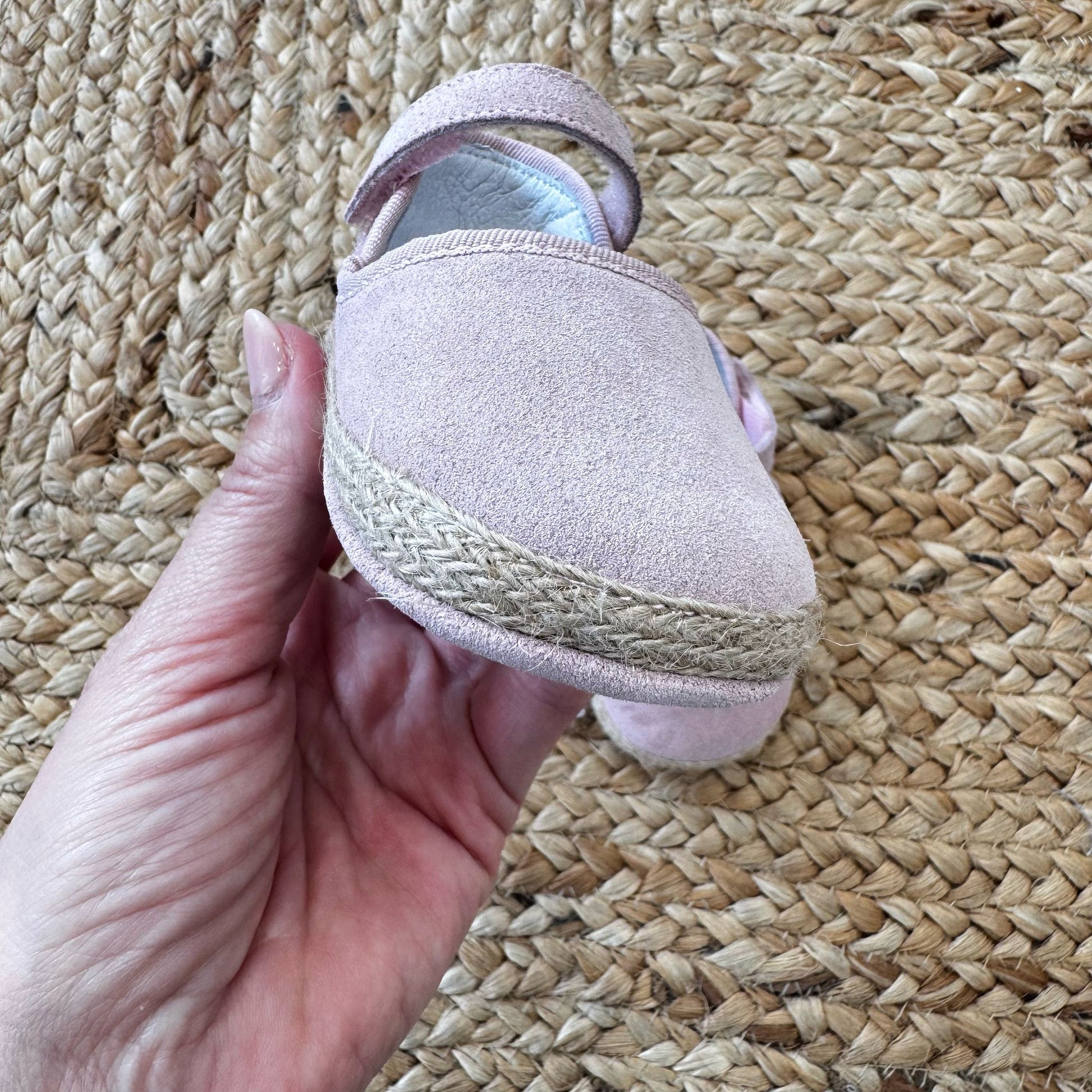  Scarpe culla rosa stile espadrillas con chiusura a strappo