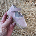  Scarpe culla rosa stile espadrillas con chiusura a strappo
