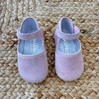  Scarpe culla rosa stile espadrillas con chiusura a strappo
