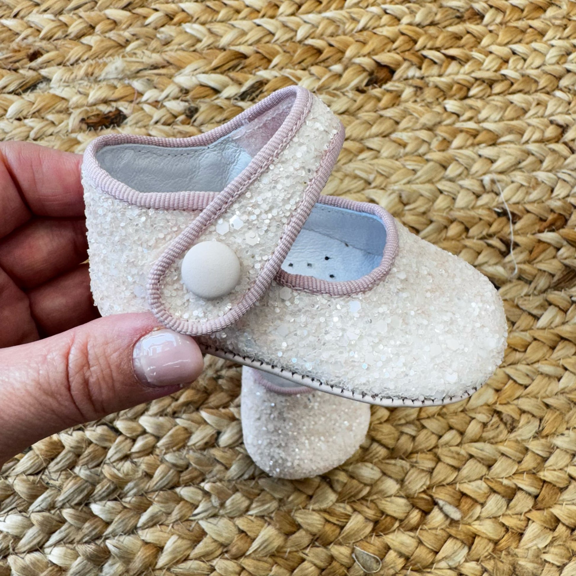 Scarpa culla glitter avorio