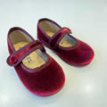 Ballerine bimba in velluto bordeaux modello Mary Jane con cinturino