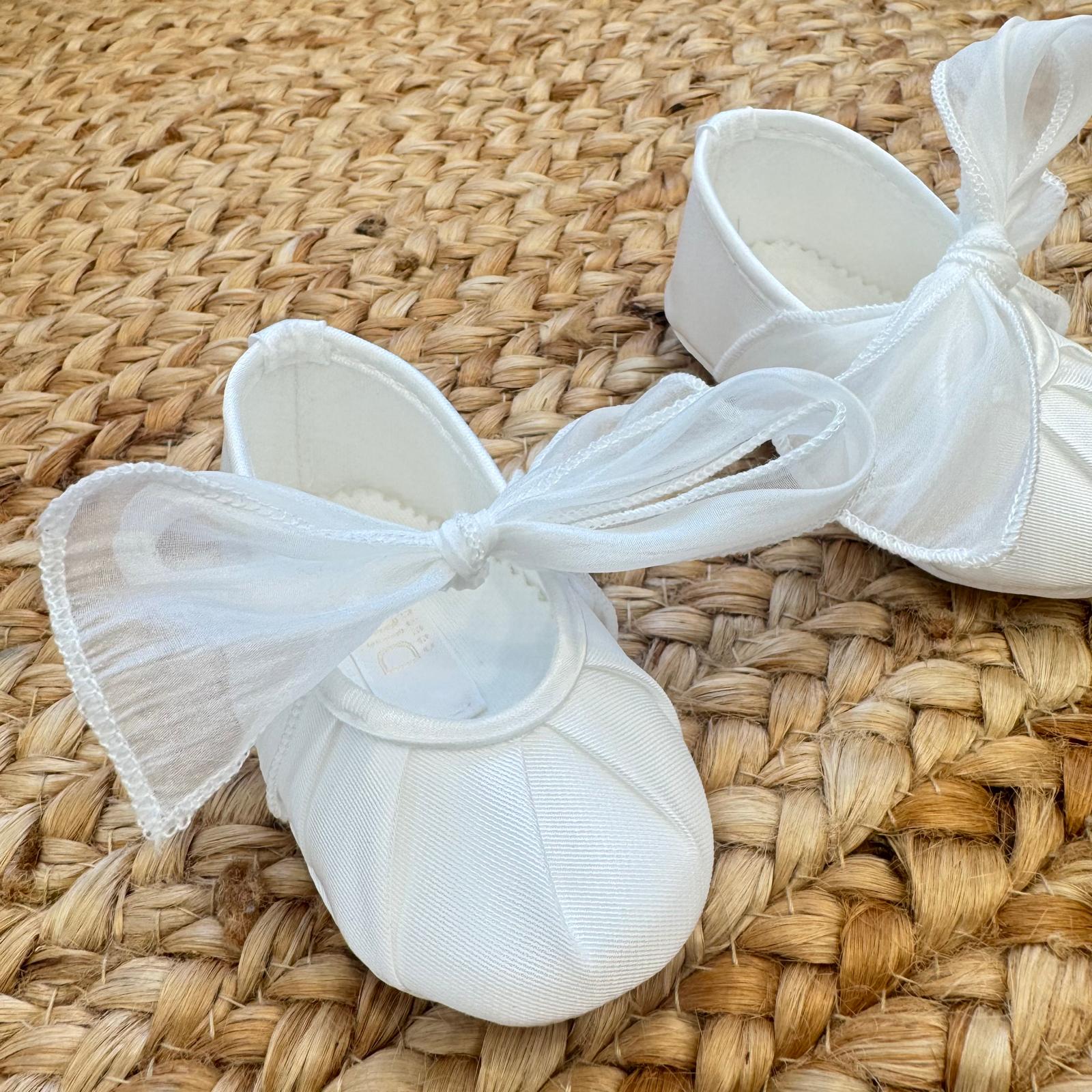 scarpe battesimo bimba con fiocco in organza