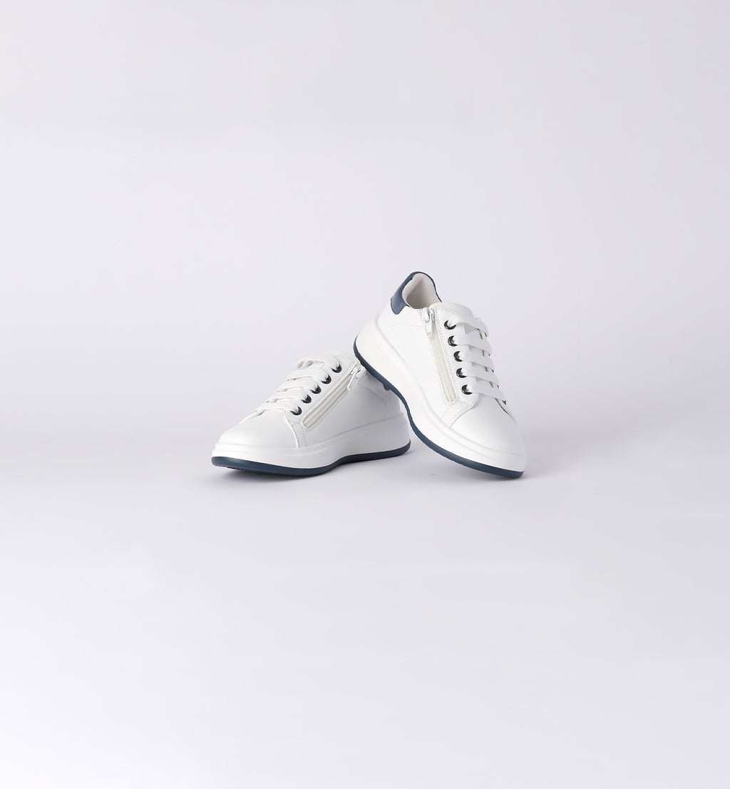 Scarpe bimbo bianche stile casual chic con zip laterale