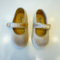 Ballerine bimba in velluto beige modello Mary Jane viste dall’alto