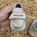 Scarpe battesimo bimbo beige modello mocassino elegante da cerimonia
