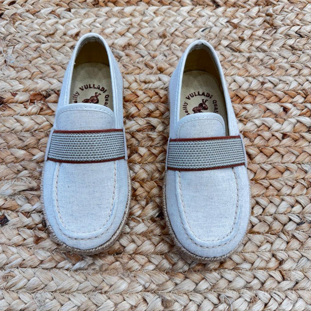 Scarpe culla in lino per bambini, eleganti e leggere per la cerimonia.