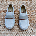 Scarpe culla in lino per bambini, eleganti e leggere per la cerimonia.
