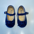 Ballerine mary jane blu da bambina in velluto con fiocco e cinturino