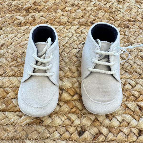 scarpe battesimo neonato beige con lacci