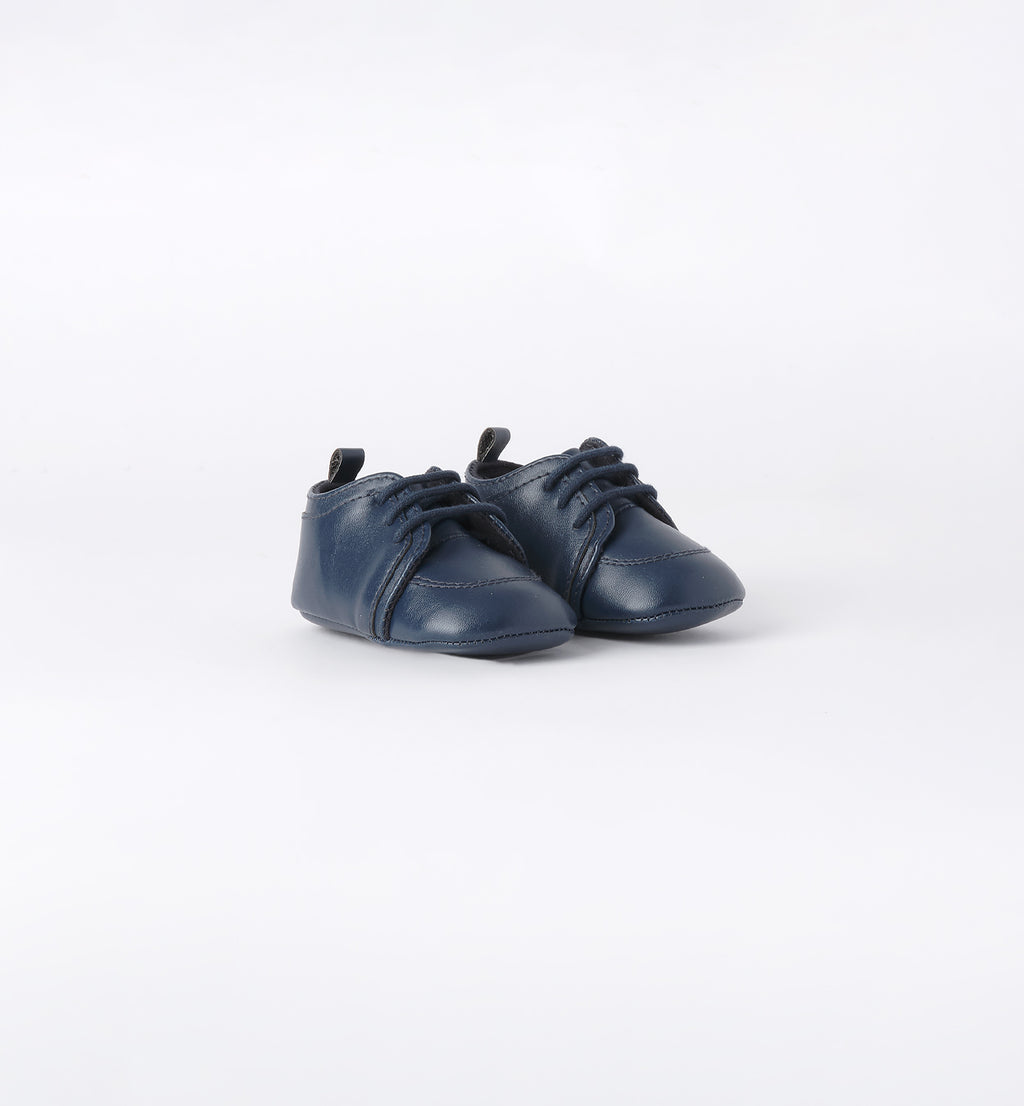 Scarpe culla bimbo blu con lacci 