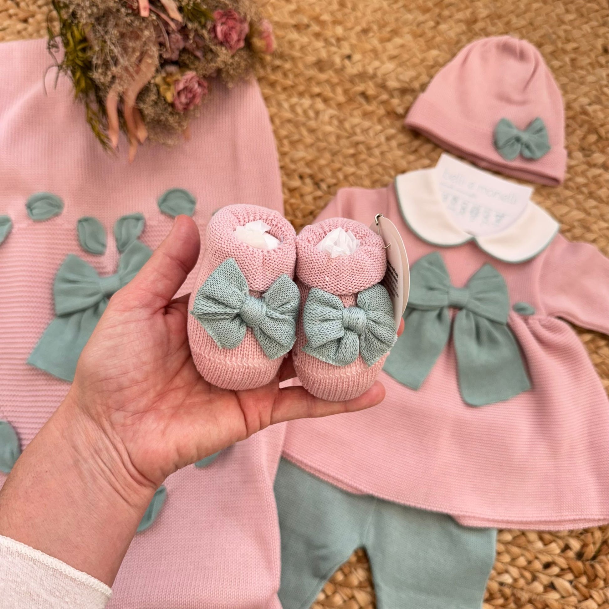 scarpette neonata coordinate in filo di cotone