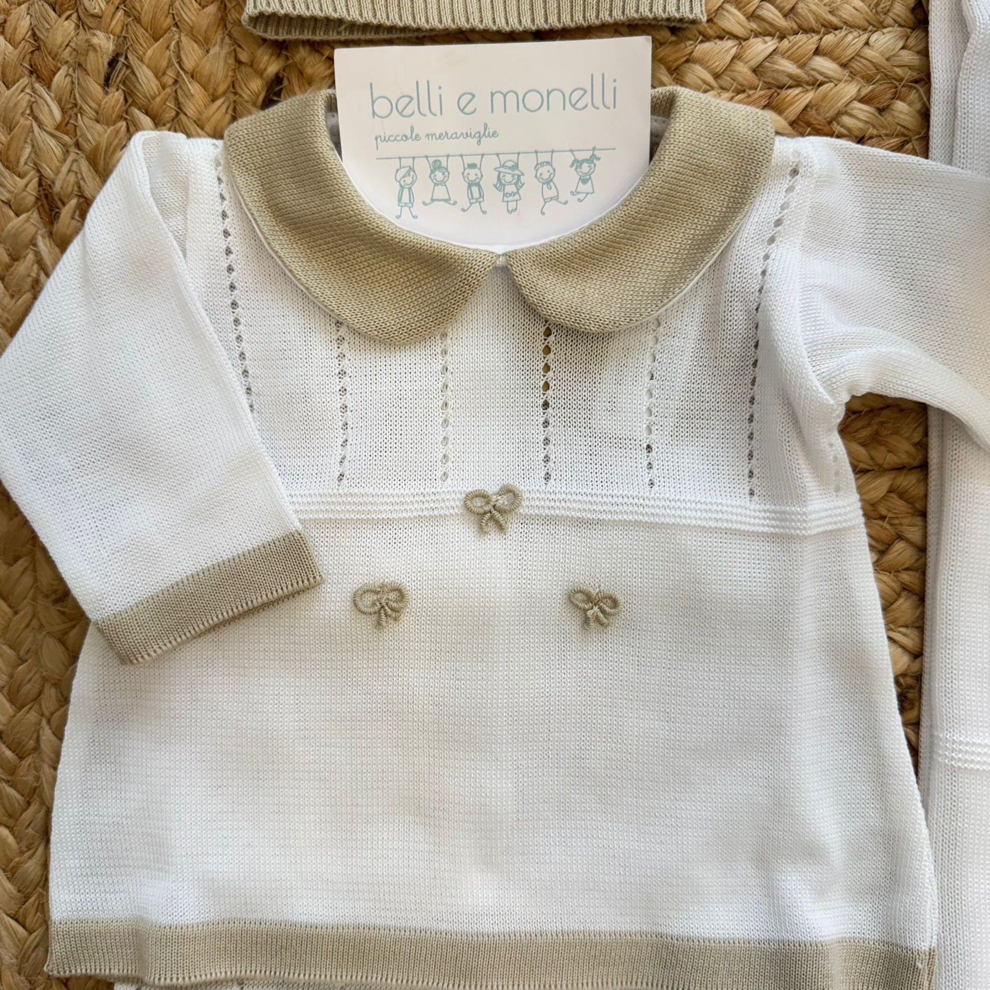 Scarpette coordinate panna e beige in cotone