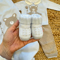 Scarpette neonato coordinate in filo di scozia