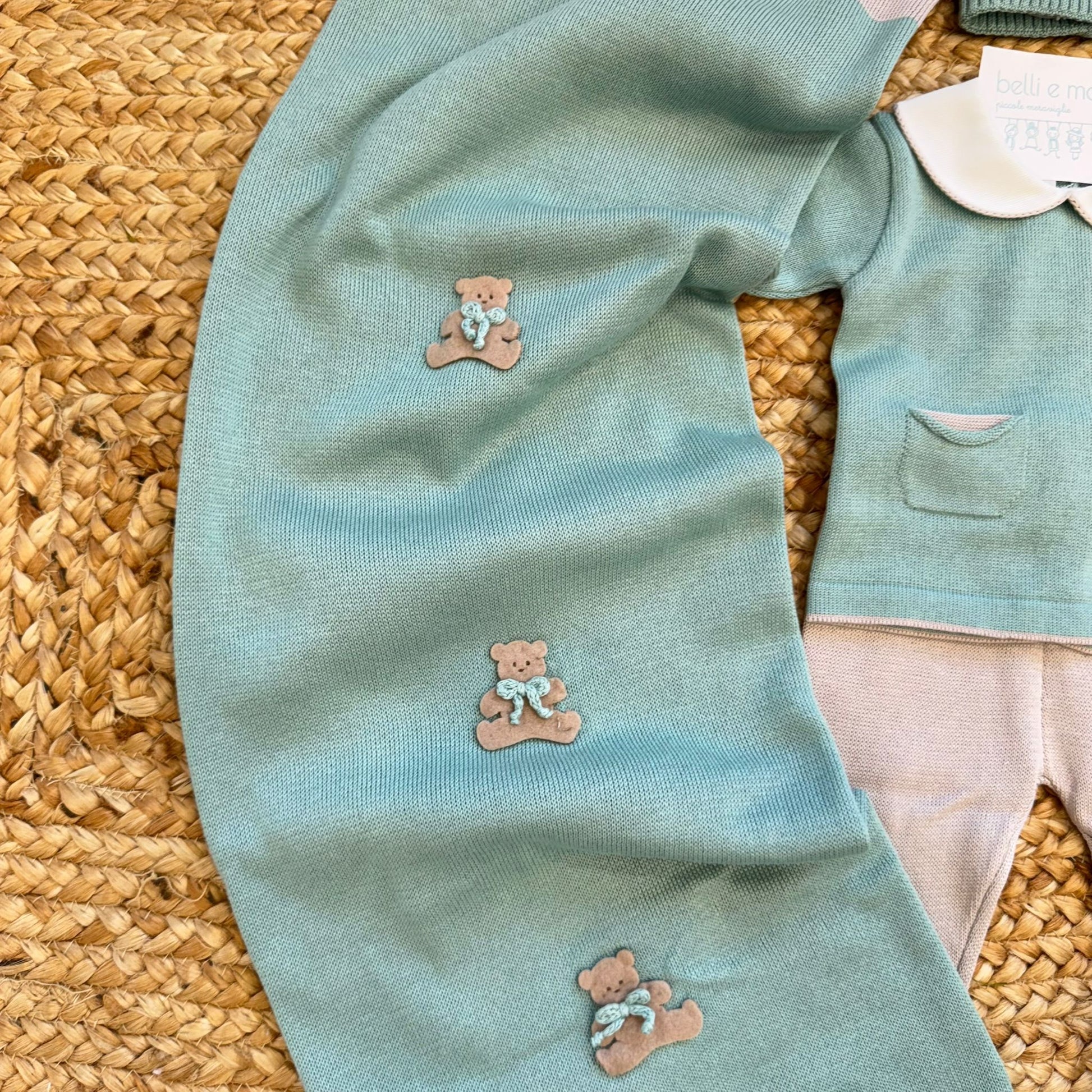 scarpette neonato verde coordinate in cotone